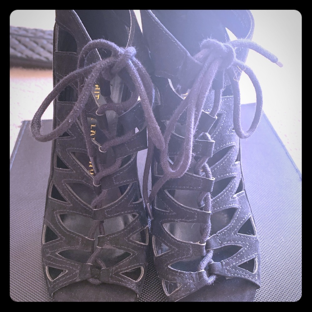 Lace up booties with heel